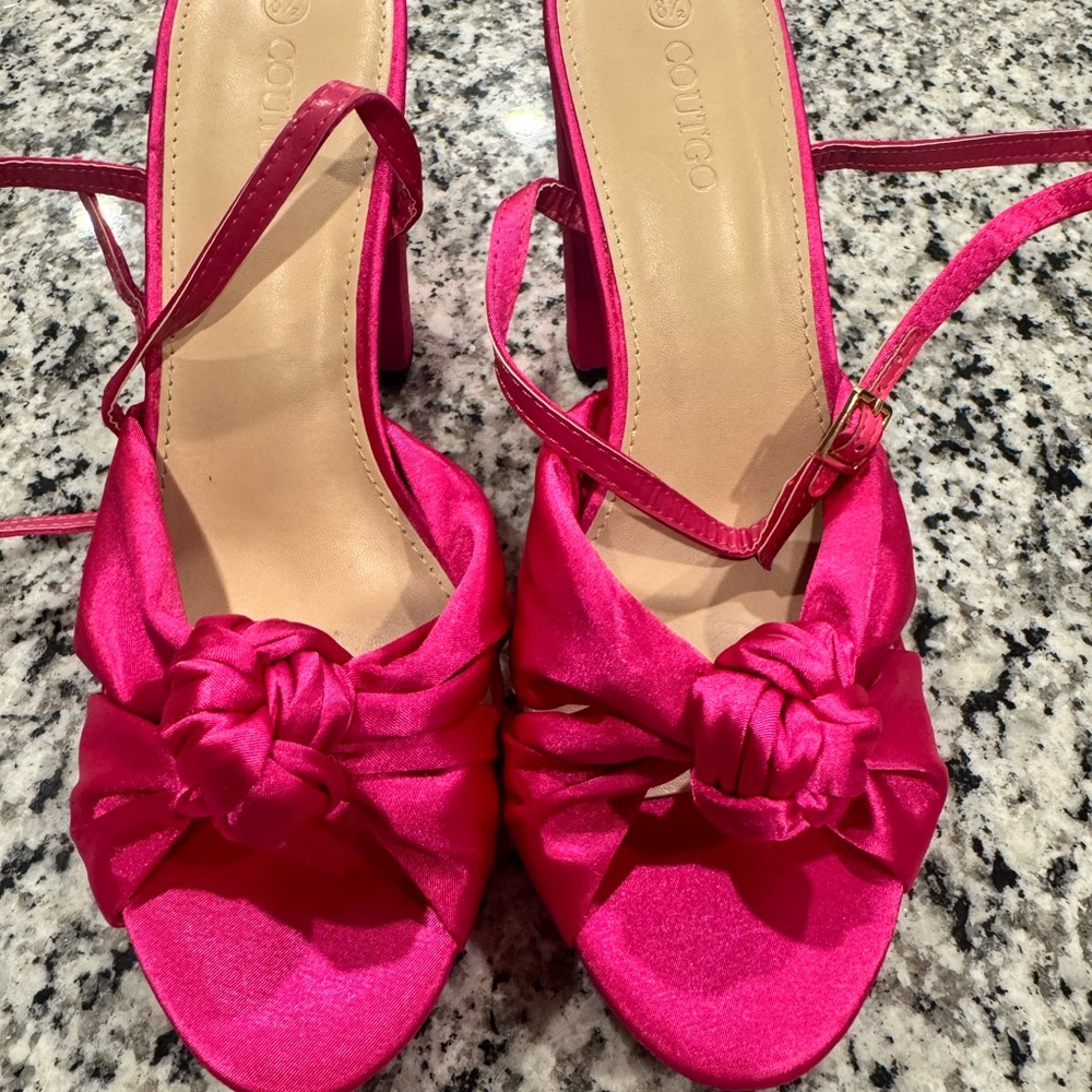 Women's Pink Satin Heels